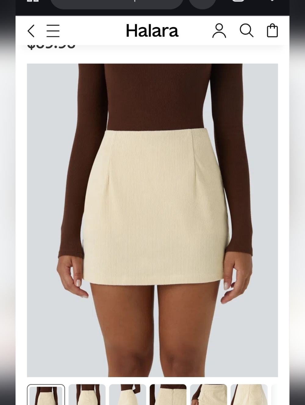 High Waisted 2-in-1 A Line Mini Corduroy Casual Skirt NEW